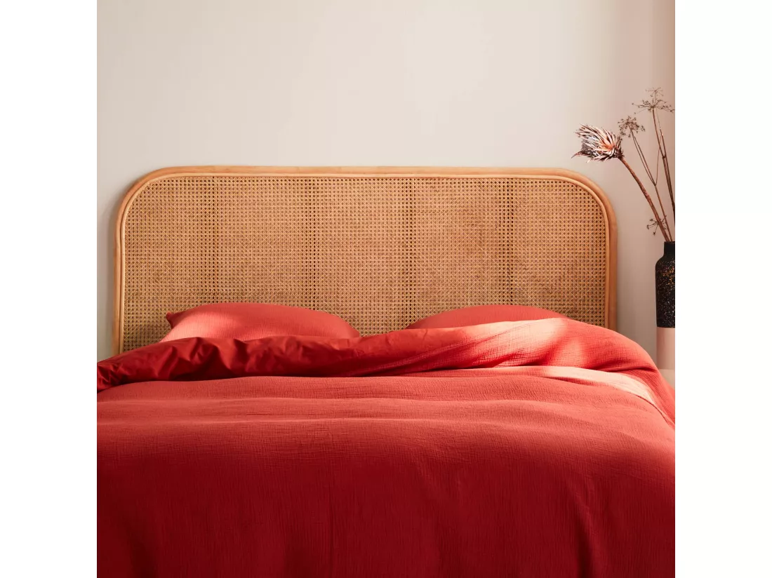 Tête de lit en rotin naturel et cannage. L 160 x P3 x H110cm