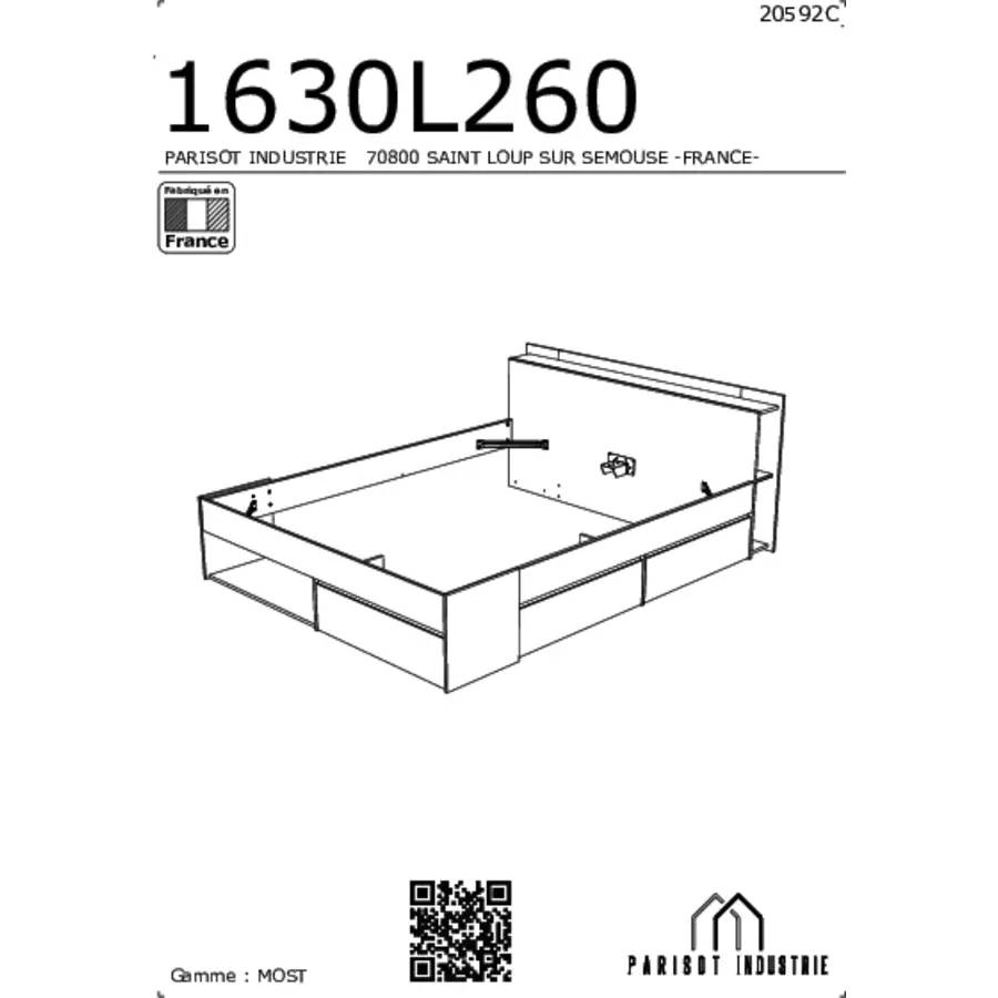 Parisot Doppelbett Most Eiche Jackson  schwarz Eiche Jackson  schwarz