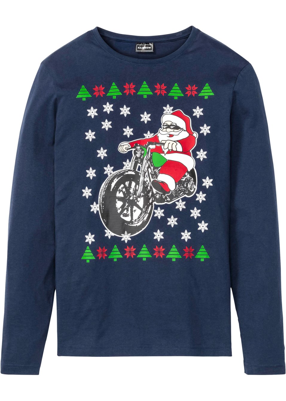 T-shirt manches longues motif de Noël Slim Fit