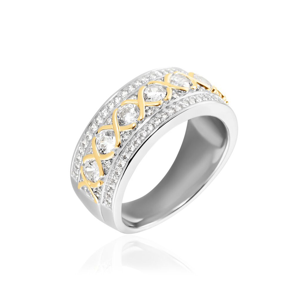 Bague Rome Argent Bicolore Oxyde De Zirconium
