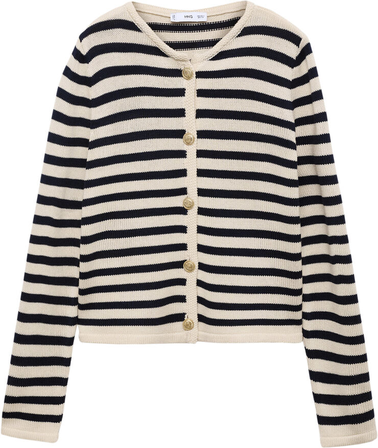MANGO Knitted cardigan with jewel button Navy