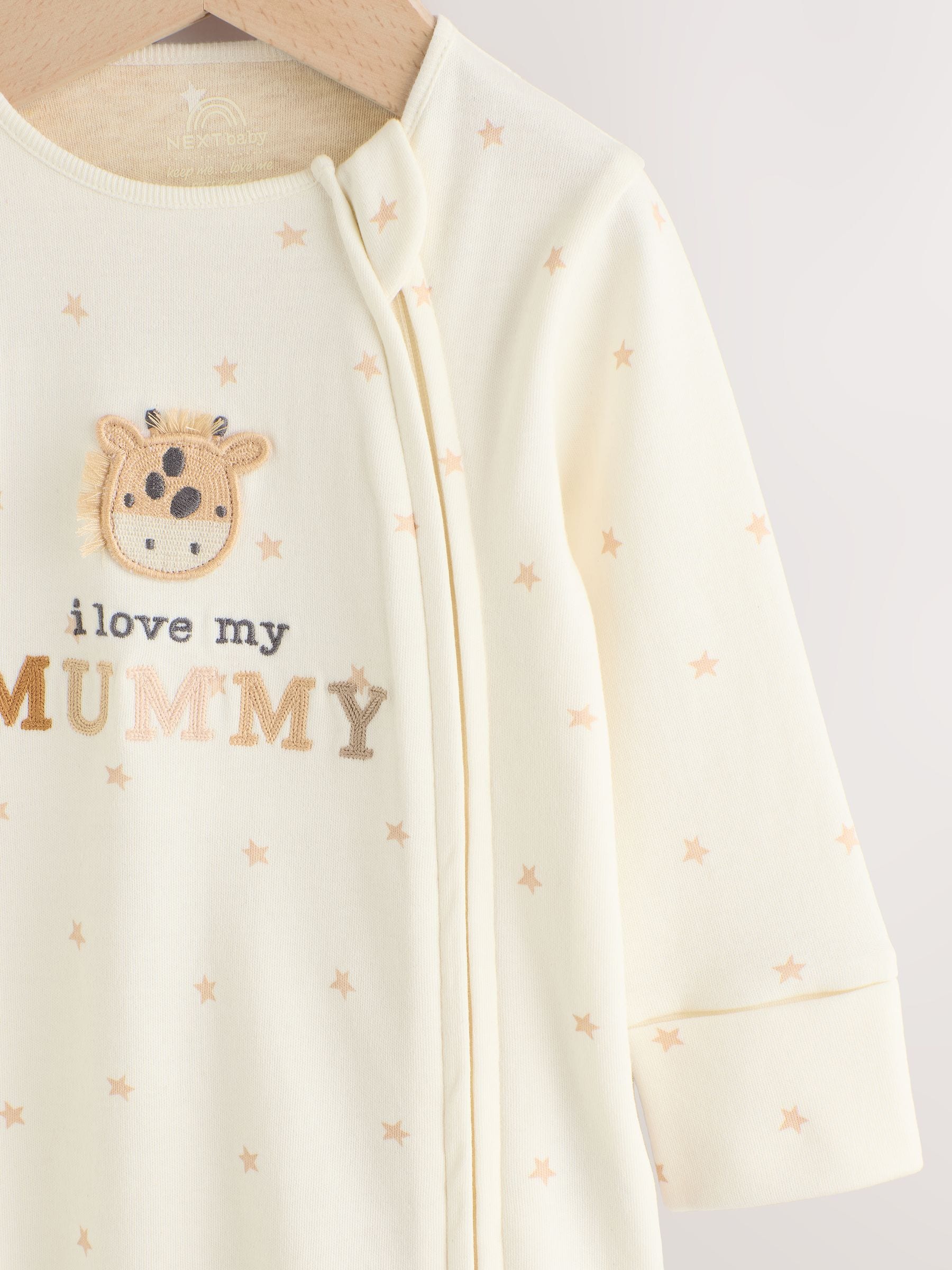 Ecru I Love My Mummy - Babypyjama met tweewegrits (0-18mnd)
