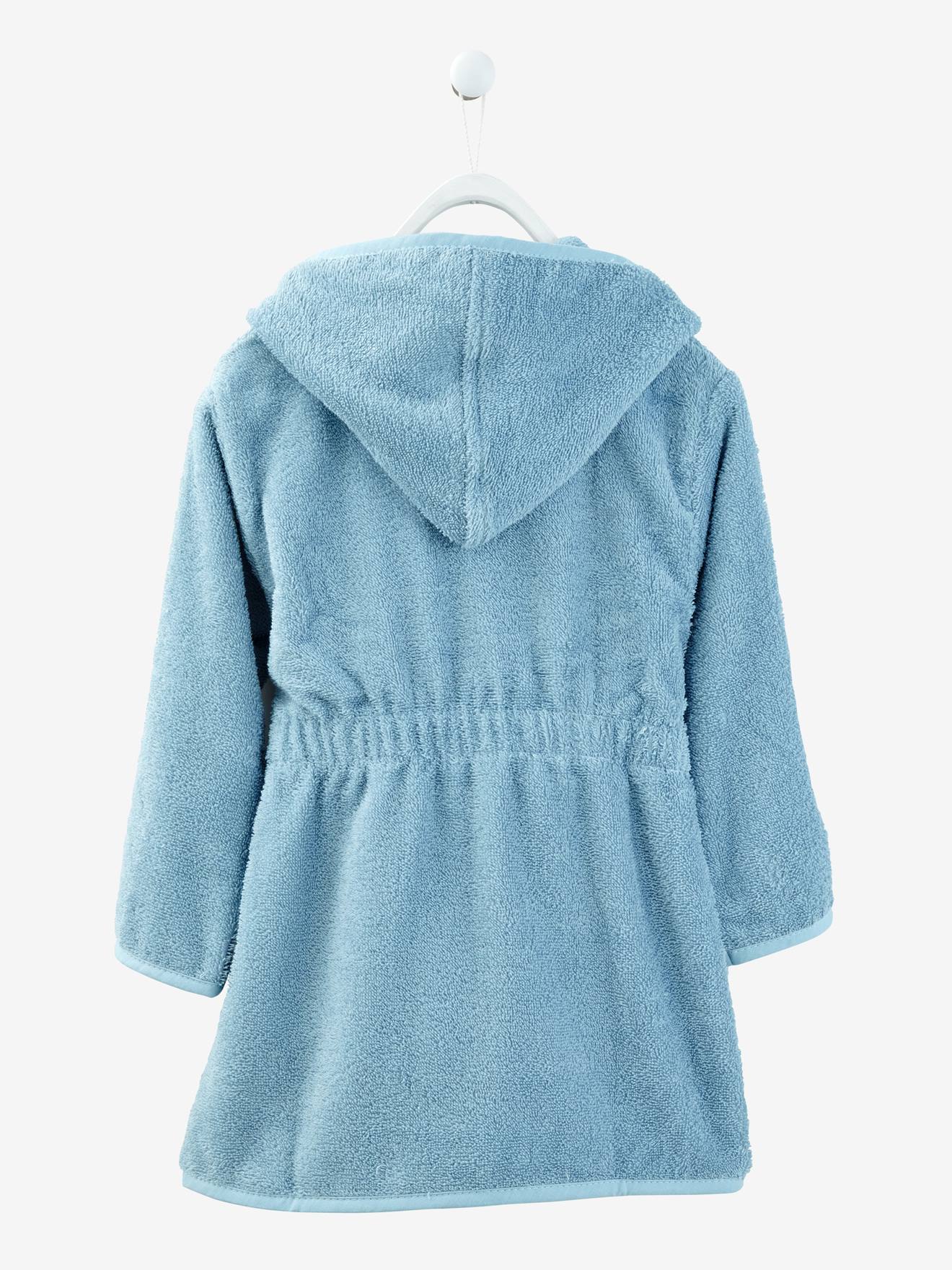 Roupão infantil personalizável com capuz, jeans azul