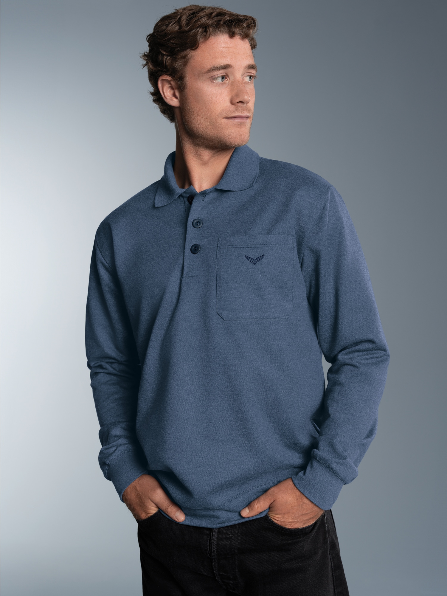 Poloshirt aus Sweat-Qualität Nightblue-melange