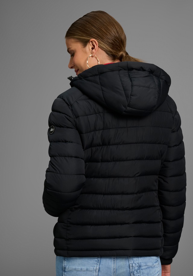Polarino Steppjacke mit Kapuze Kapuze mit Fellimitat zum Abnehmen