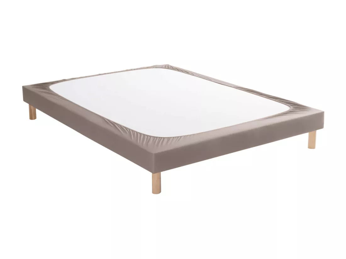 Cache-sommier coton jersey taupe 100x190 à 110x200