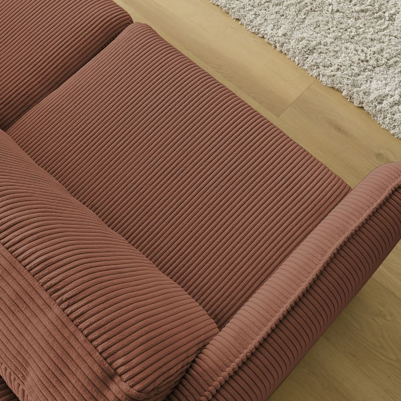 Bobochic Canapé droit convertible express en Velours côtelé 3 places Lenny orange - 178x102x89 cm