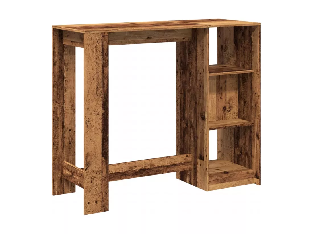 Table de bar avec étagère vieux bois bois d'ingénierie
