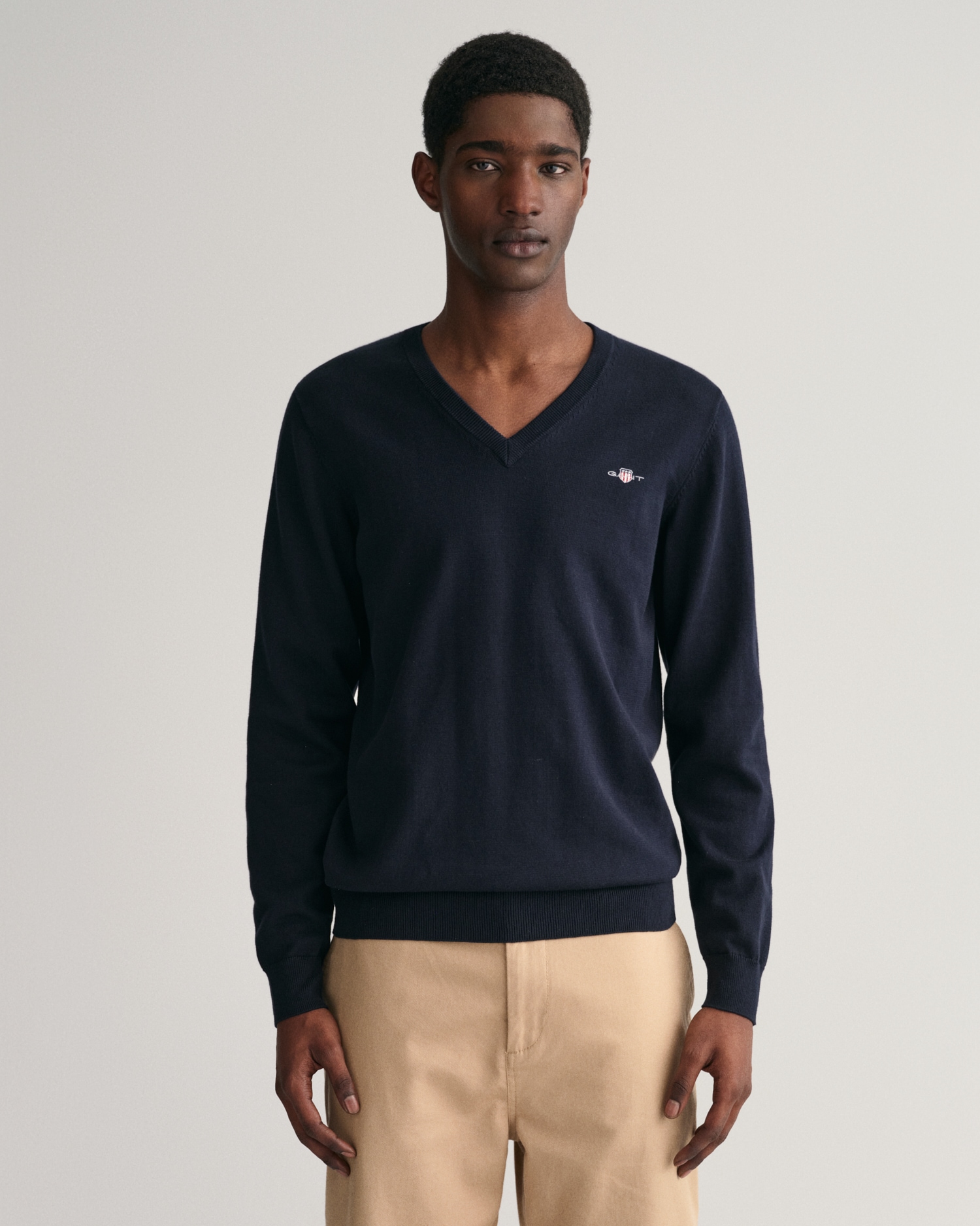 Gant V-Ausschnitt-Pullover »Classic Cotton V-Neck« Premium Strickjersey aus weicher 100% Baumwolle, Übergangspullover