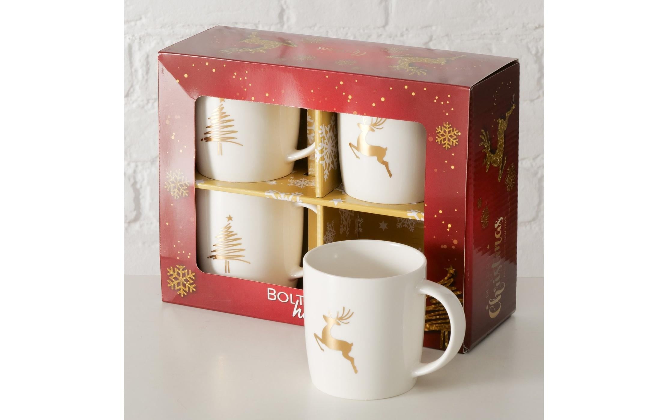 BOLTZE Weihnachtsfigur »Tasse Brilly 4er Set, Keramik, 320 ml«