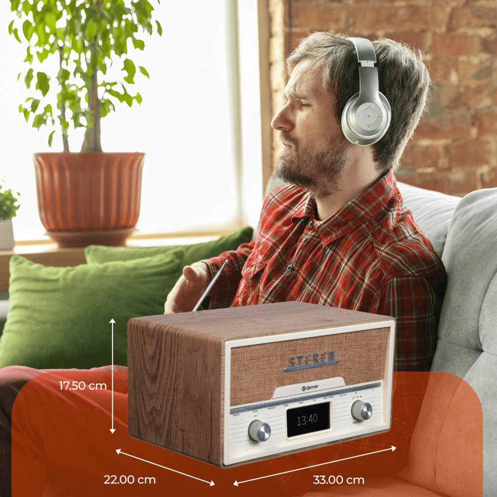Denver MDA525DW Bluetooth DAB Radio CD Speler – Lightwood
