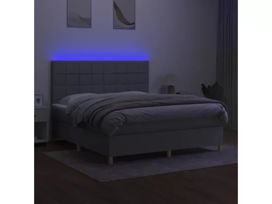 Sommier tapissier et matelas et LED Gris clair 180x200 cm Tissu