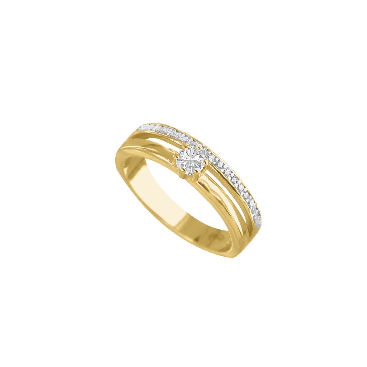 Bague plaqué or et oxyde de zirconium