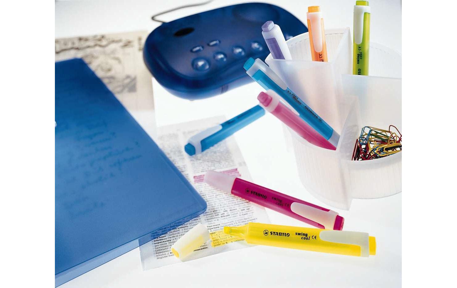 Textmarker Swing Cool 4 Stück4 Leuchtmarkierer in praktischer Tasche mit Clip-Verschluss