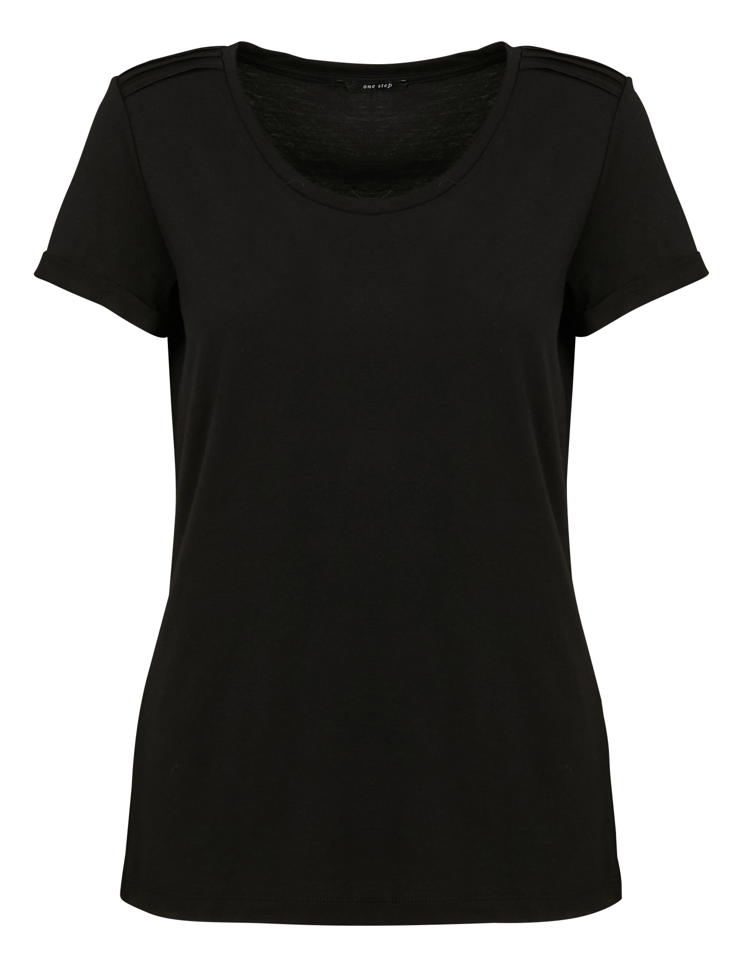 MITYA - Tee-shirt col rond en coton mélangé | Noir