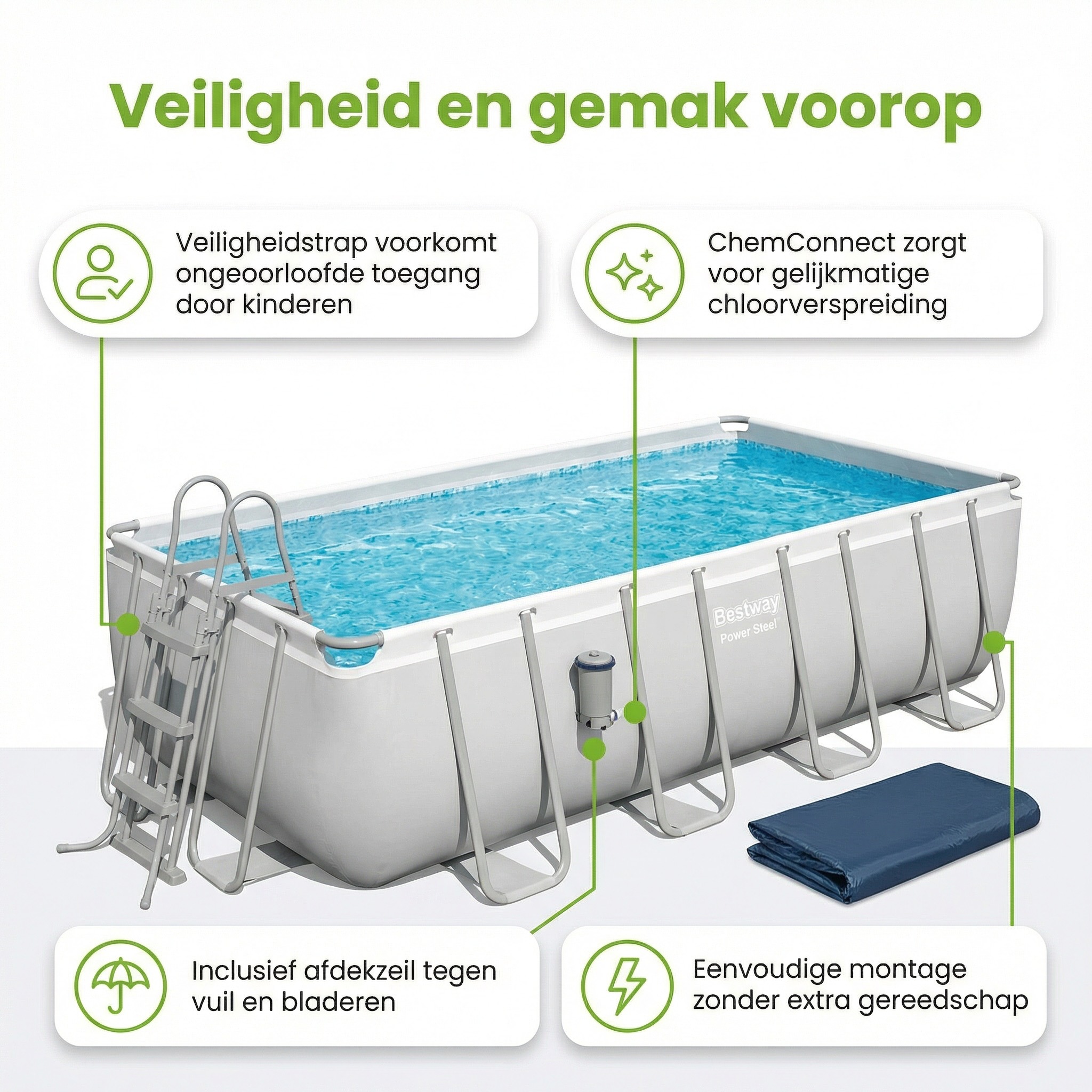 Bestway power steel 488x244x122cm zwembad – 5-delig