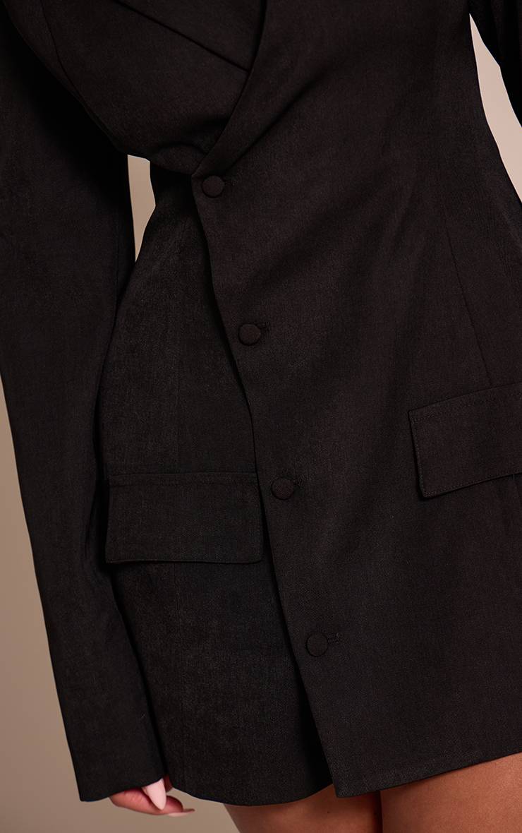Noir Robe Blazer Shape À Décolleté Plongeant Et Taille Cintrée