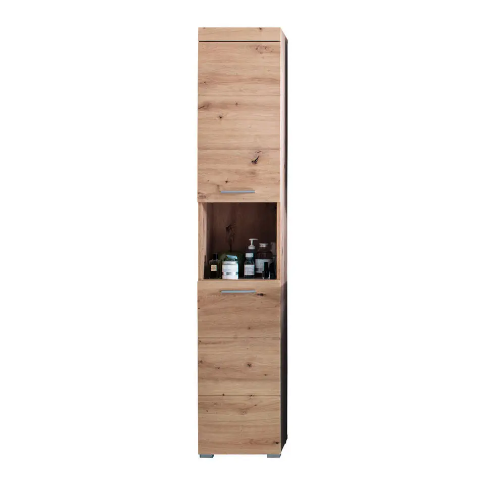 Hioshop AmandaMando kolomkast 2 deuren- 1 open vak eiken decor