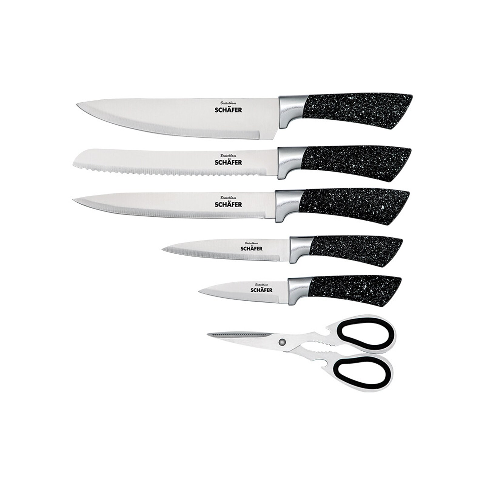 neuetischkultur Messerblock 7 teiliges Set Marble Black