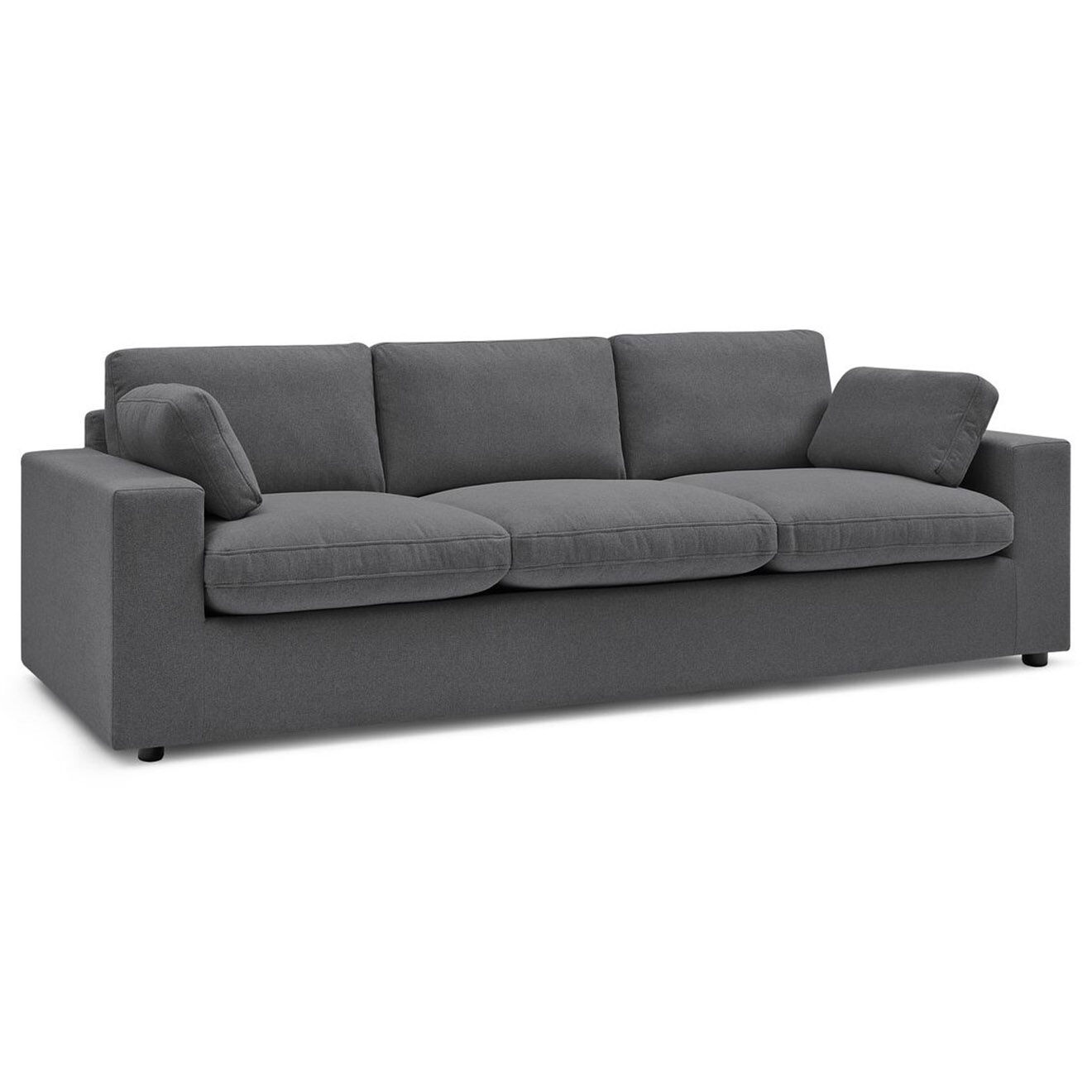 Bobochic Canapé droit fixe 3 places belair gris foncé - 250x93x80 cm