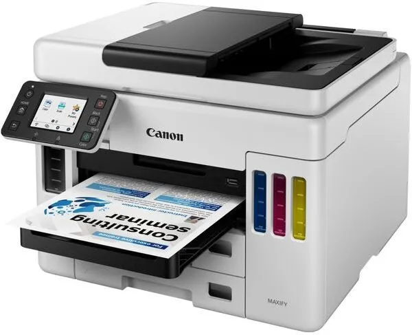 Canon MAXIFY GX7050 - Multifunktionsprinter - farve - blækprinter - kan genopfyldes - Legal (216 x 356 mm)/A4 (210 x 297 mm) (original) - A4/Legal (medie) - op til 24 ipm (udskriver) - 600 ark - 33.6 Kbps - LAN, Wi-Fi(n), USB 2.0, USB vært