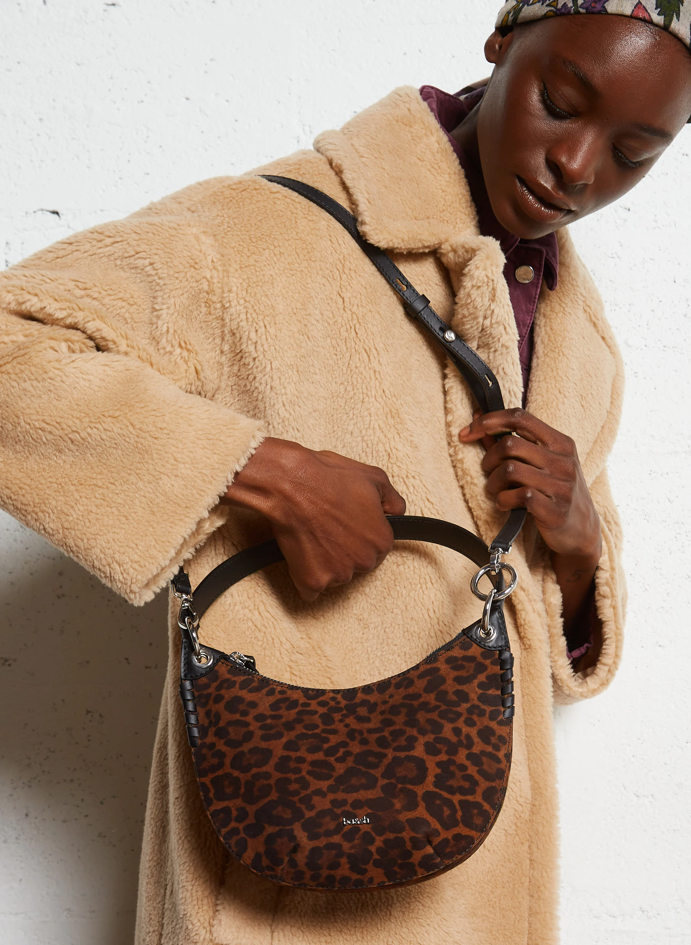 SWING - Sac à imprimé léopard en cuir | Marron