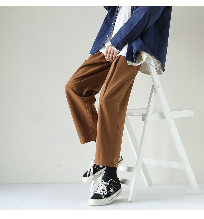 Bay Go Mall - Mid Rise Plain Cropped Loose Fit Broek