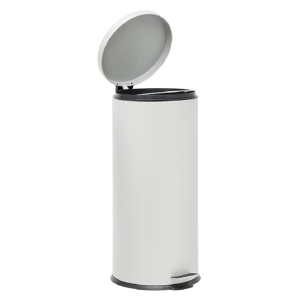 Poubelle ronde à pédale métal Blanc 30l