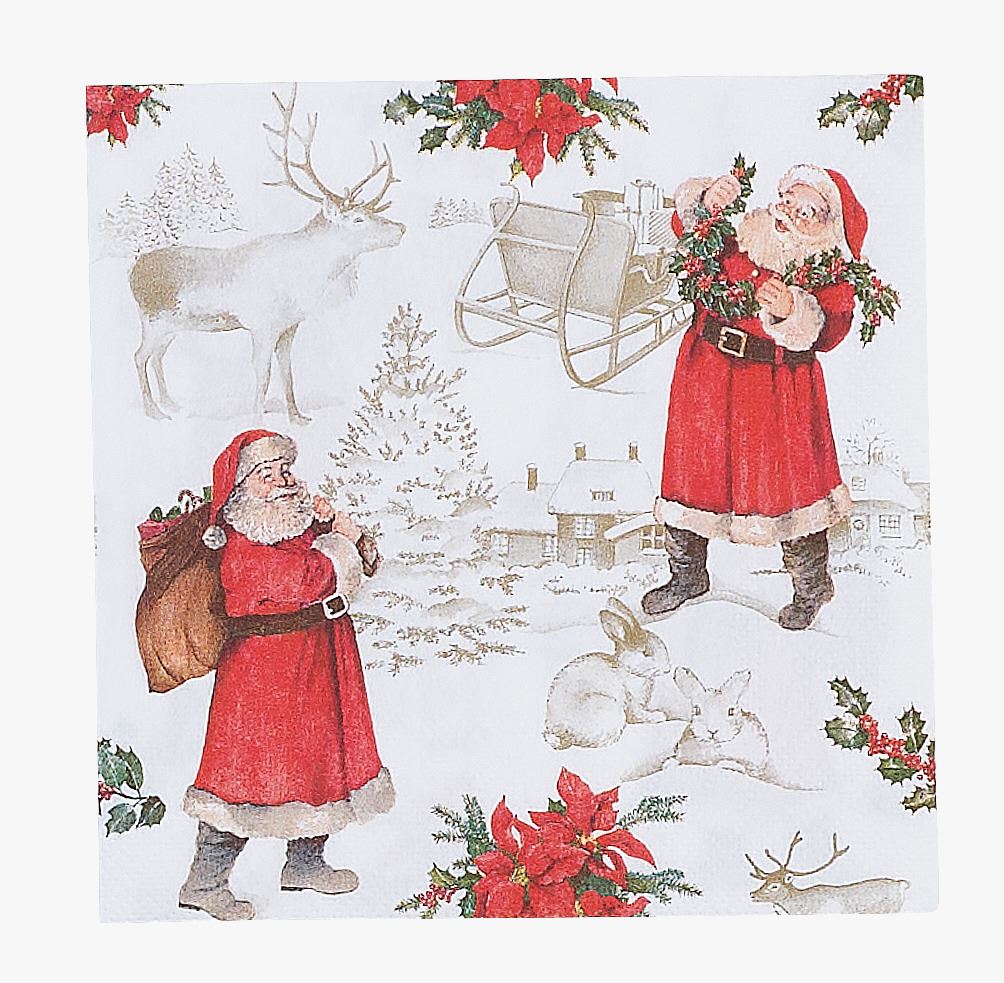 Papirservietter multi rød - 33x33 cm