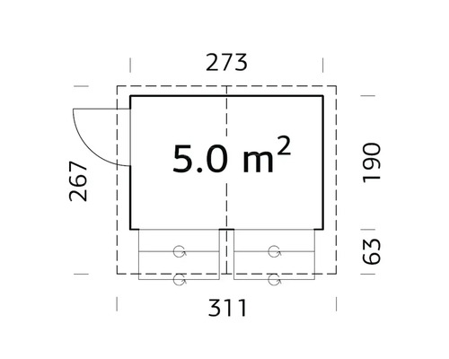 Marktkraam Palmako Stella, 5,0 m², 311 x 267 cm, naturel