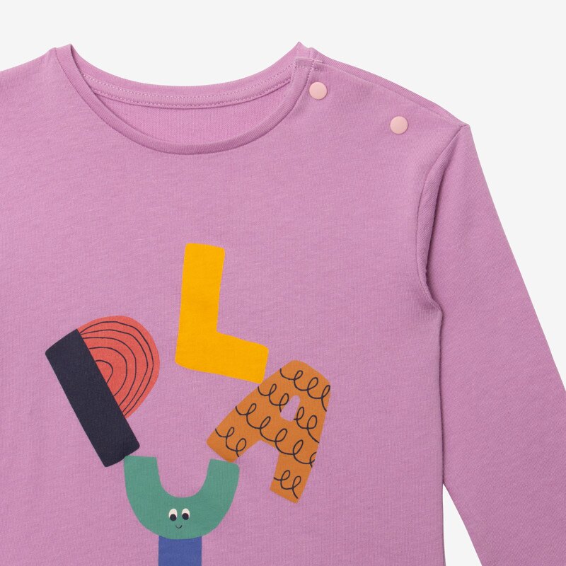 T-shirt bébé fille violet logo en coton biologique Catimini Mauve Violet
