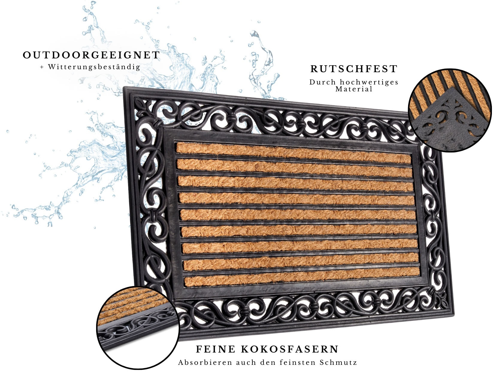 HANSE Home Fussmatte »Mix Mats  Gummi Kokos Panama, Türmatte« rechteckig 8 mm Höhe Strapazierfähig, pflegeleicht, robust, wetterfest, UV-beständig