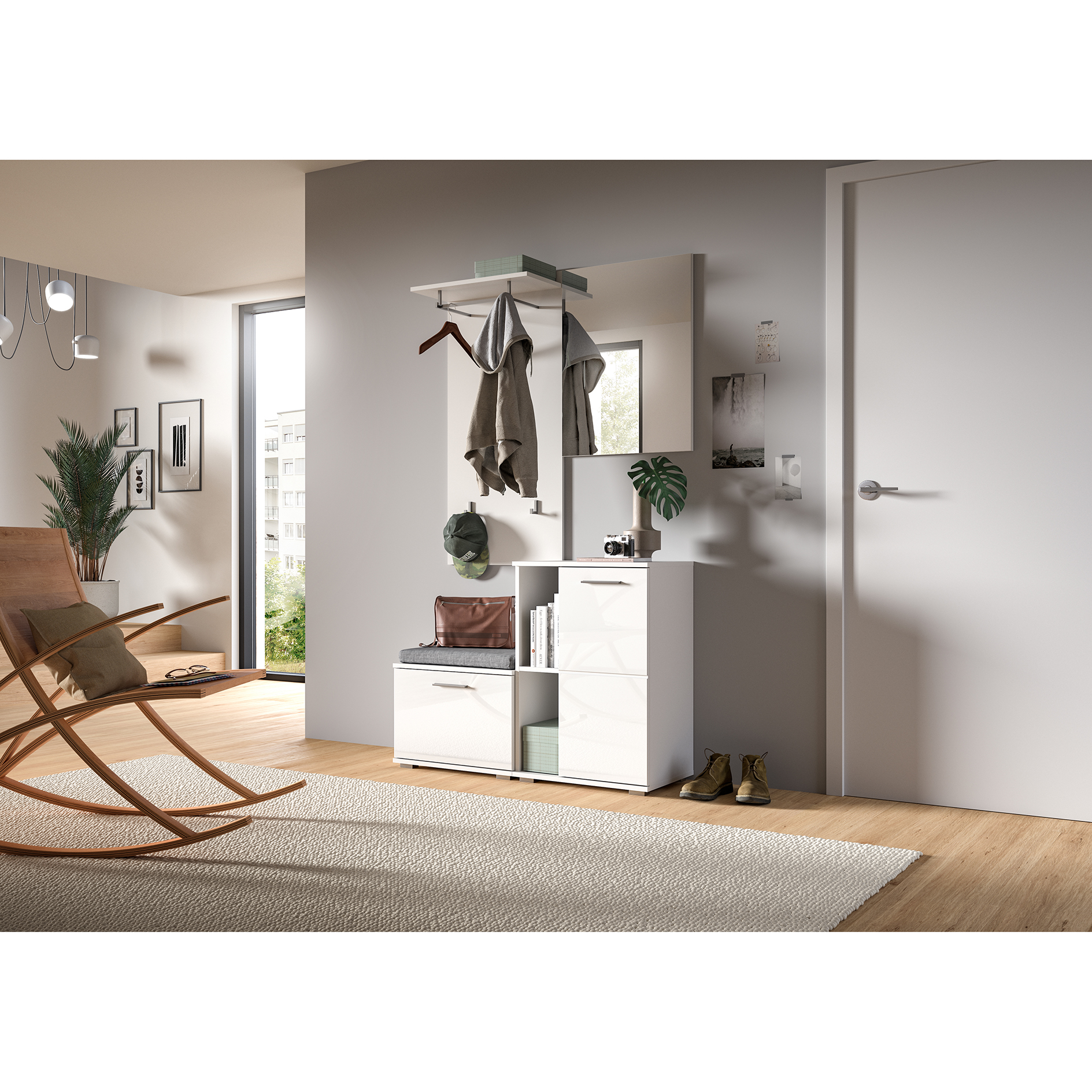 Sitzbank PREGO - weiß Hochglanz-weiß - 55 cm