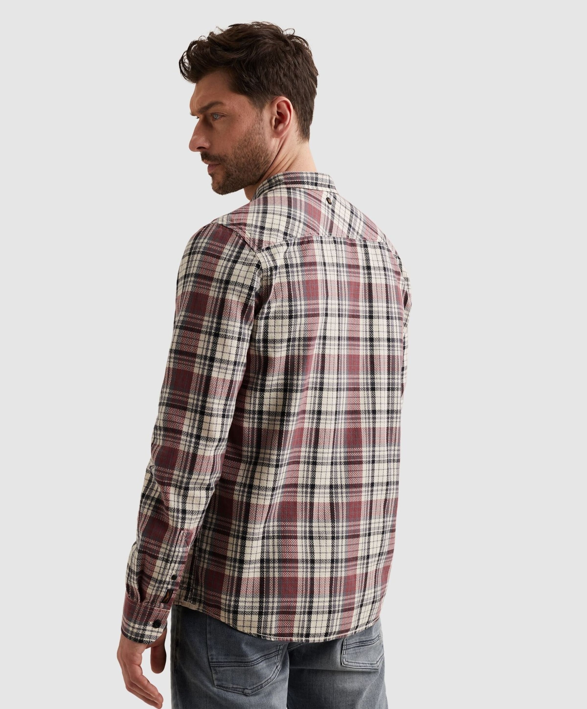 PME Legend Heren overhemd lange mouw bordeaux