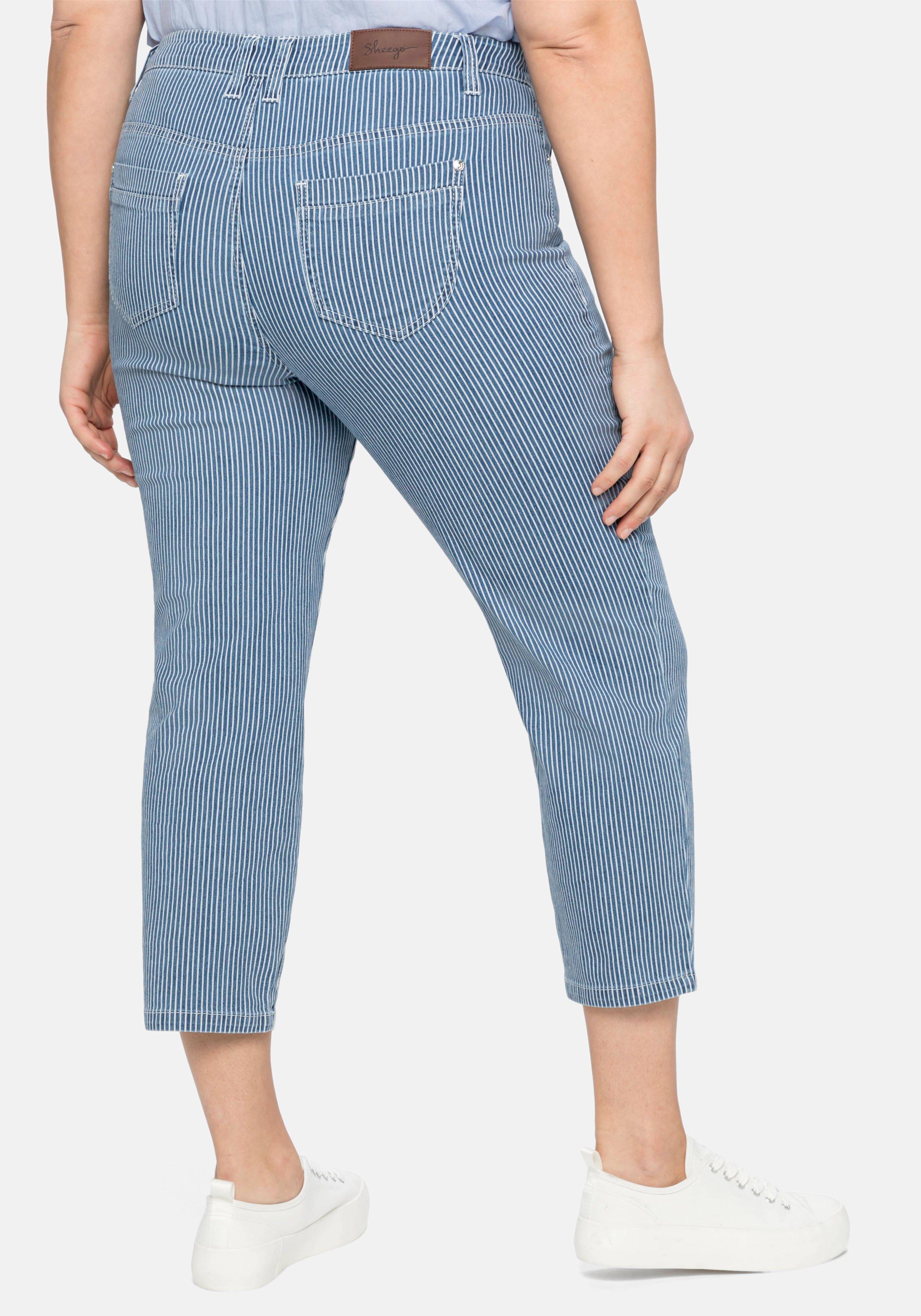 7/8-Jeans mit Allover-Streifen, in 5-Pocket-Form