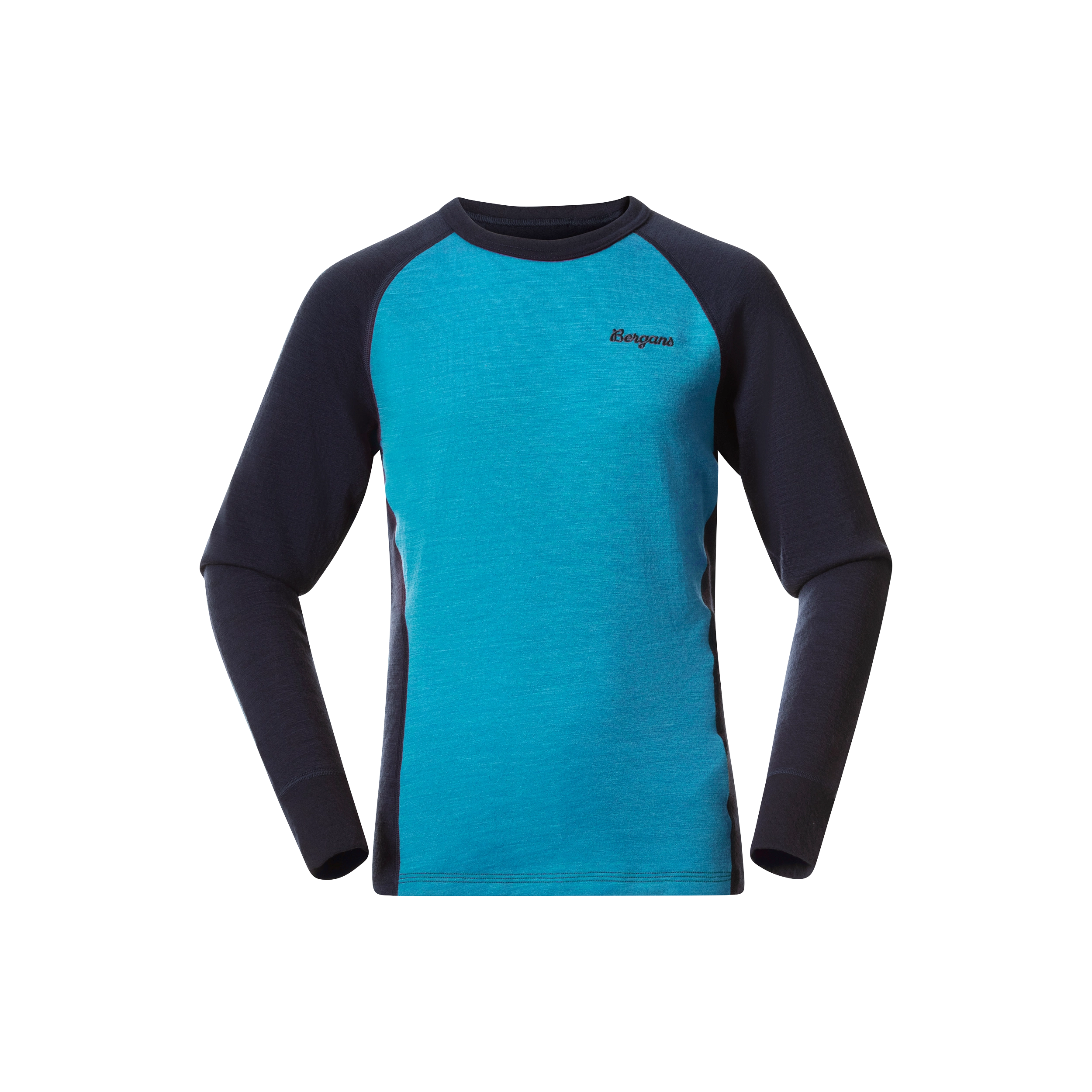 Inner:Dual Merino Junior Long Sleeve Aqua Lagoon / Navy Blue