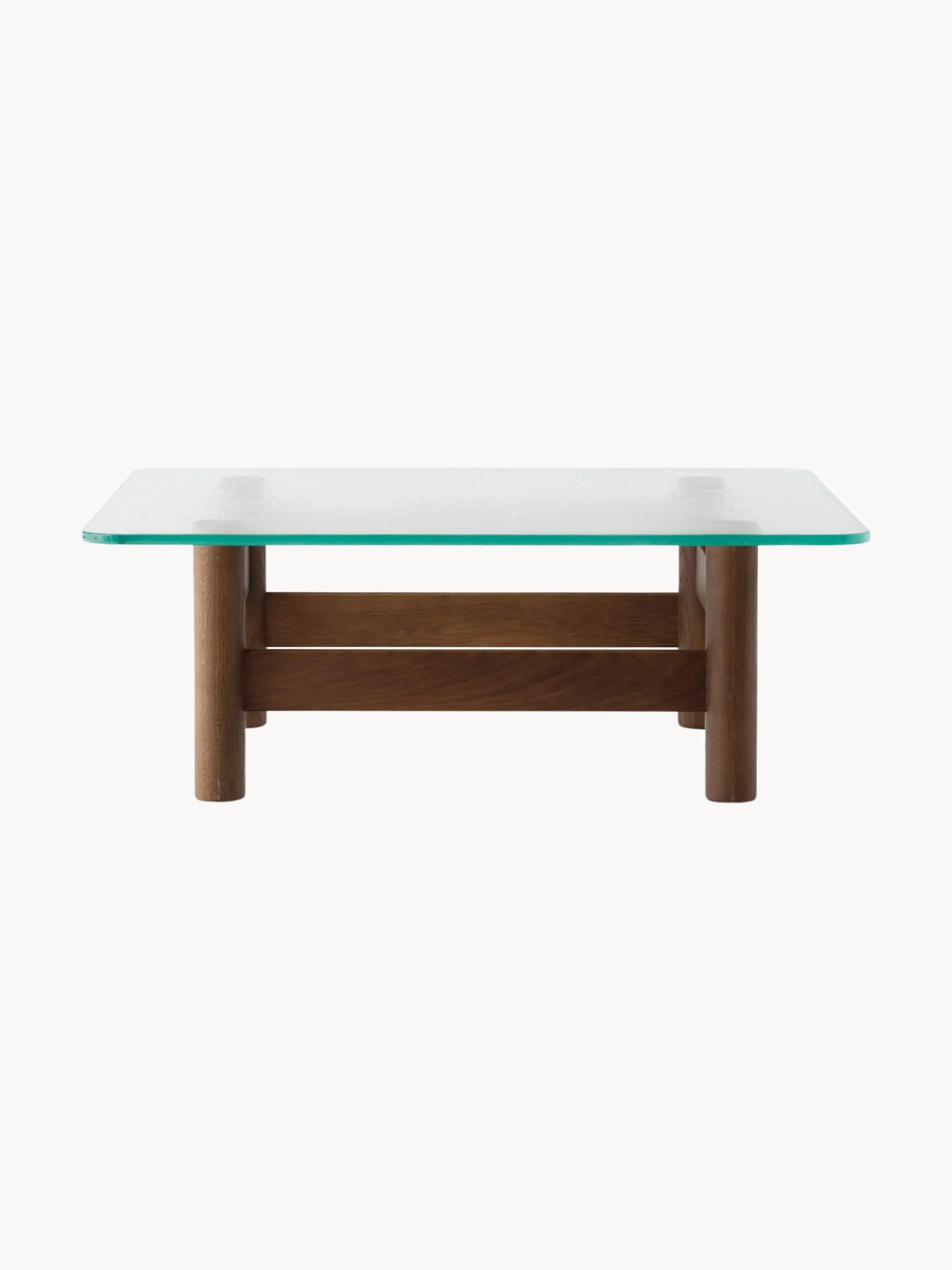Salontafel Brasilia van eikenhout met glazen tafelblad