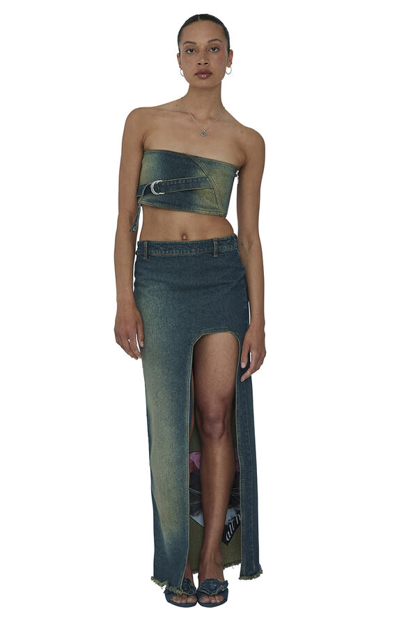 Cannari Concept Curved Slit Skirt Peridot blue
