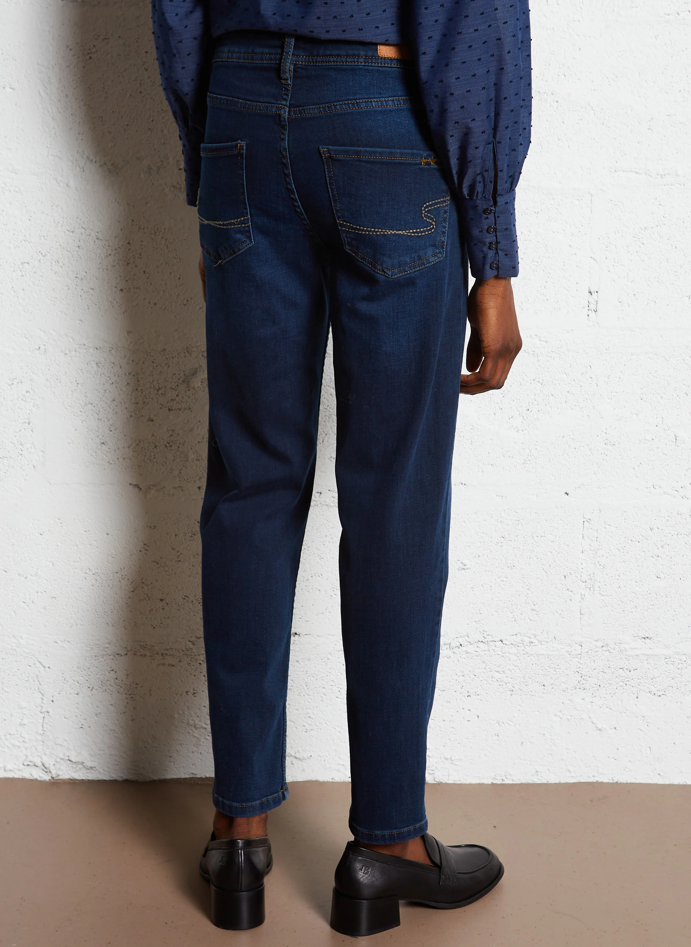 BEN - Jean boyfriend en coton mélangé | Bleu