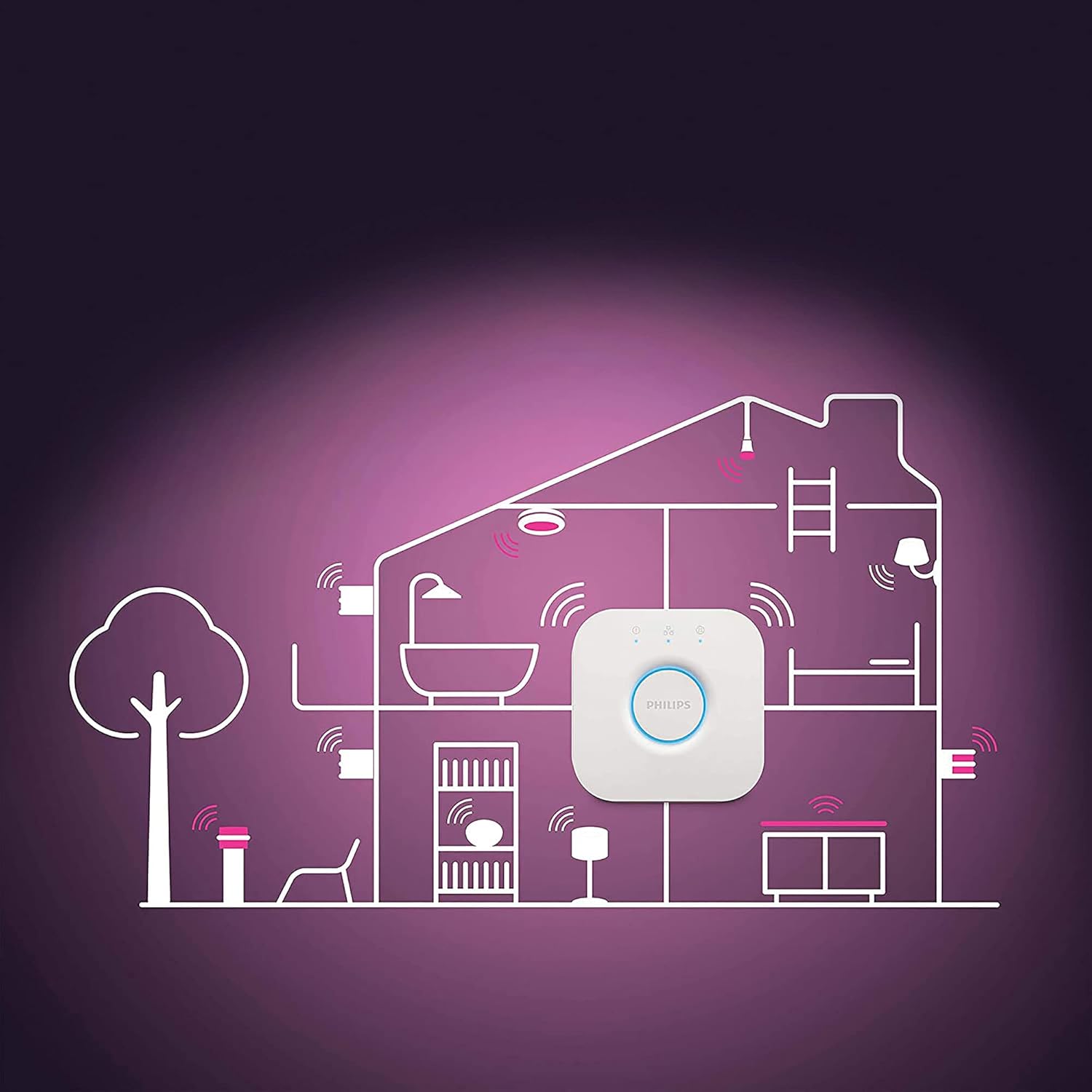 Philips Hue White & Color Ambiance Infuse Deckenleuchte M schwarz 2100lm, dimmbar, 16 Mio. Farben, steuerbar via App, kompatibel mit Amazon Alexa