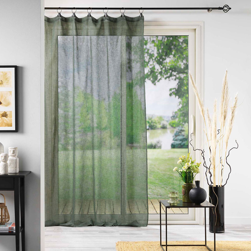 Voilage à anneaux polyester LINKA kaki 140x240cm