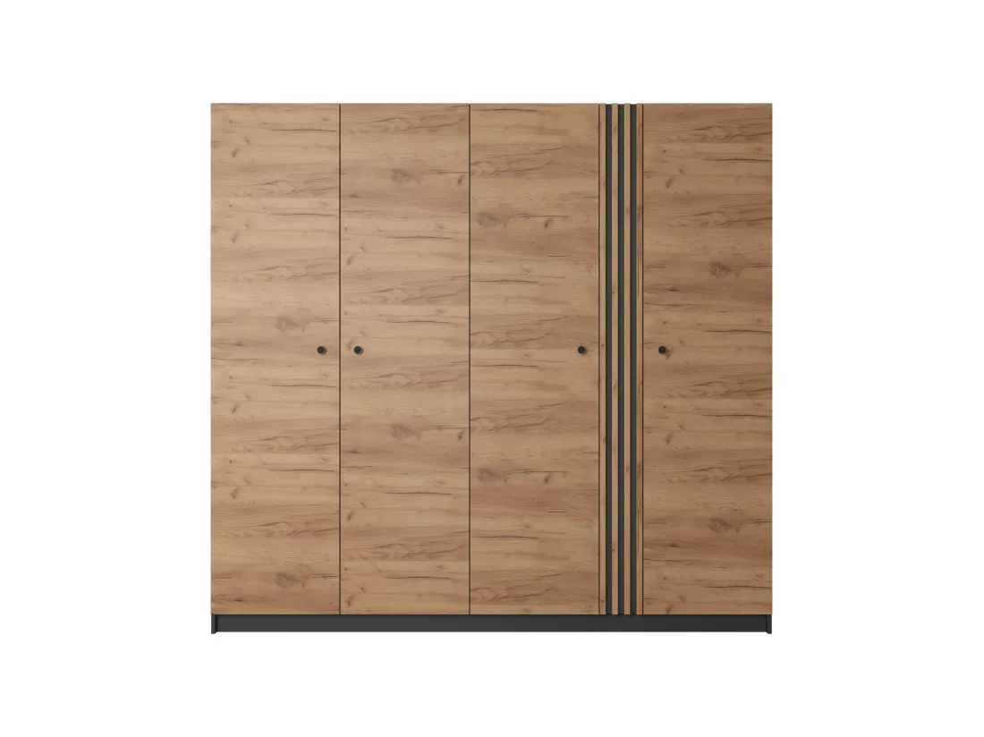 Armoire à portes battantes DECO LED 220x54x209 Crème & Gris