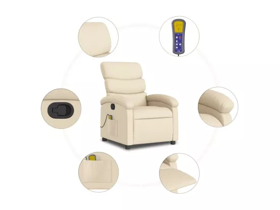 Fauteuil de massage inclinable Crème Tissu