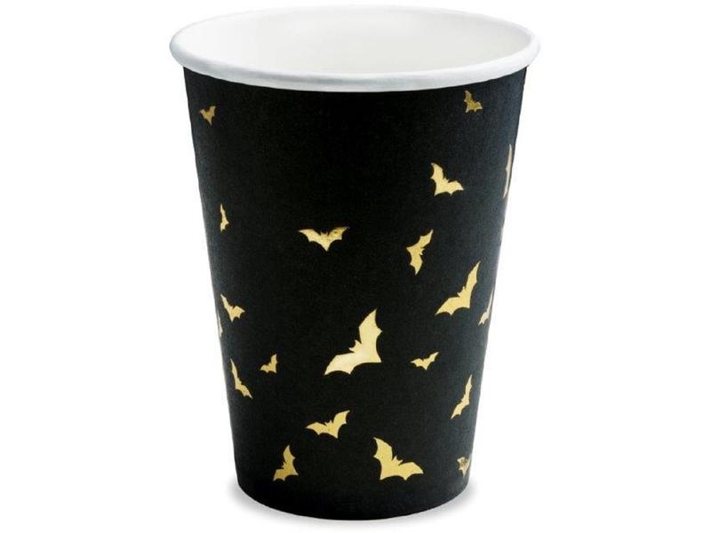 Partydeco Becher Trick or Treat 6 Stk., Schwarz/Gold Trick or Treat Halloween Pappbecher