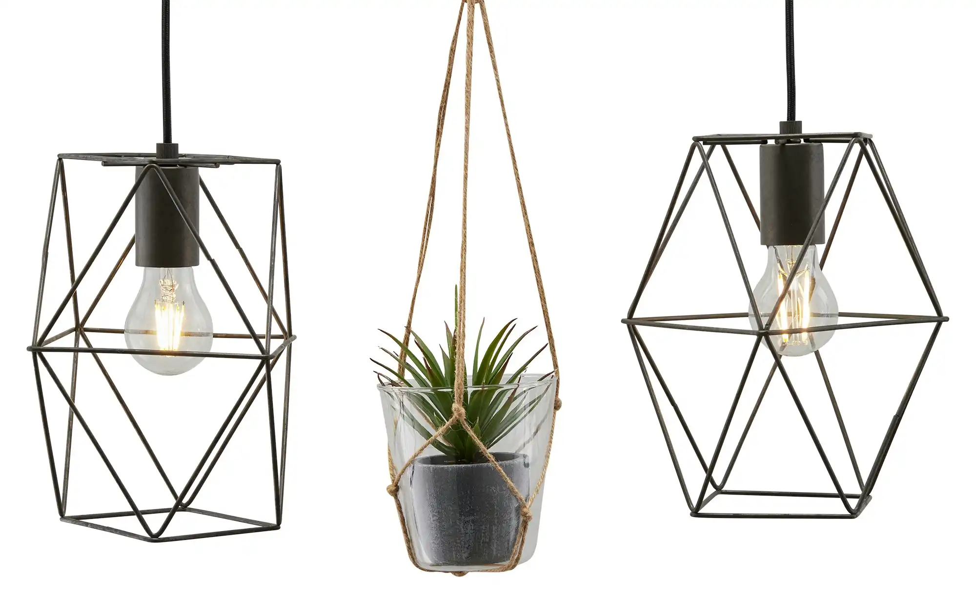 Trio Pendelleuchte, 3-flammig mit Vase