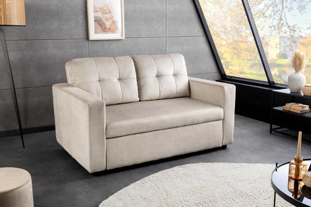 Ausziehbares Schlafsofa SMART 140cm champagner beige Vogue Velours Samt Nosagfederung