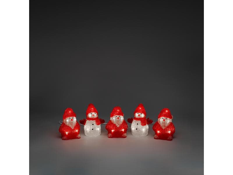Konstsmide LED-Figur Acryl Schneemänner & Santas, 5er Set Weihnachtsfigur