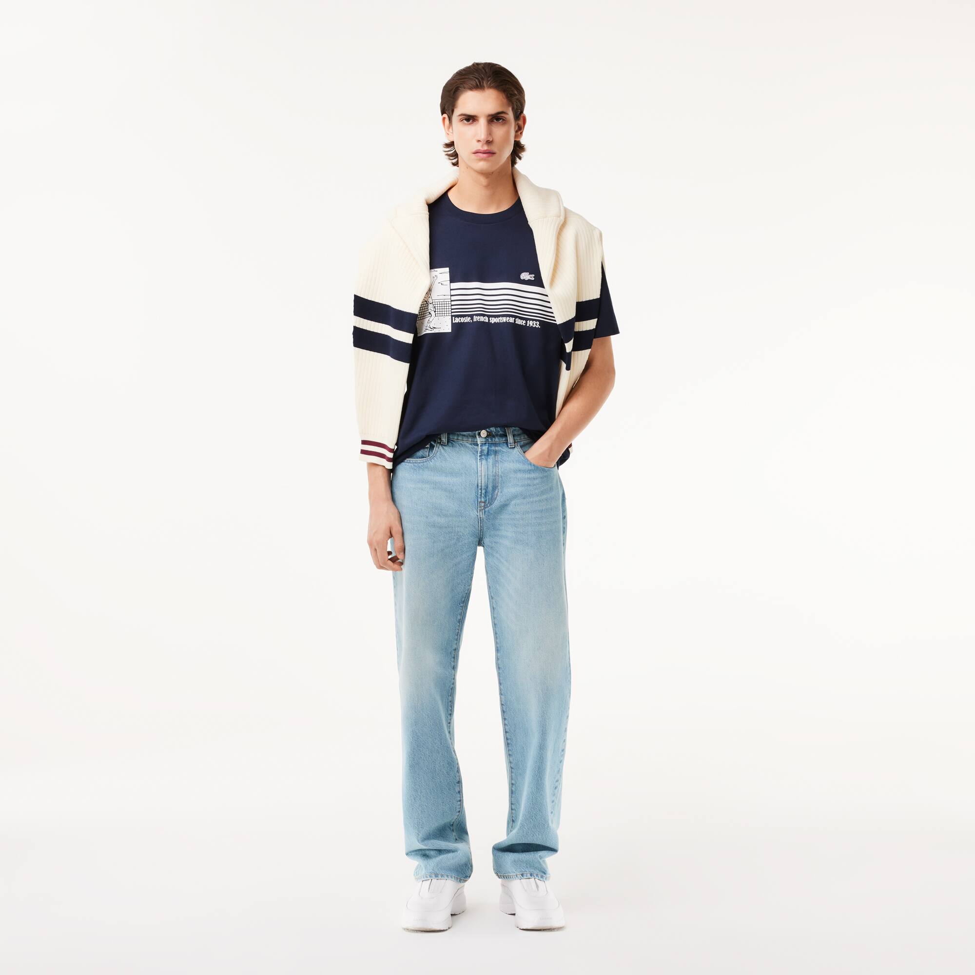 Robustes T-Shirt mit Tennis-Aufdruck, in Frankreich hergestellt T-Shirts - Blau - Lacoste - Herren