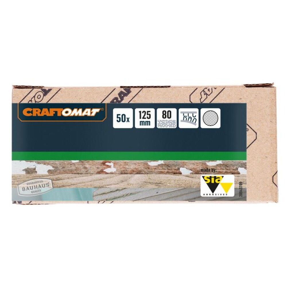 SLIPEPAPIR CRAFTOMAT Ø125MM K80 50STK