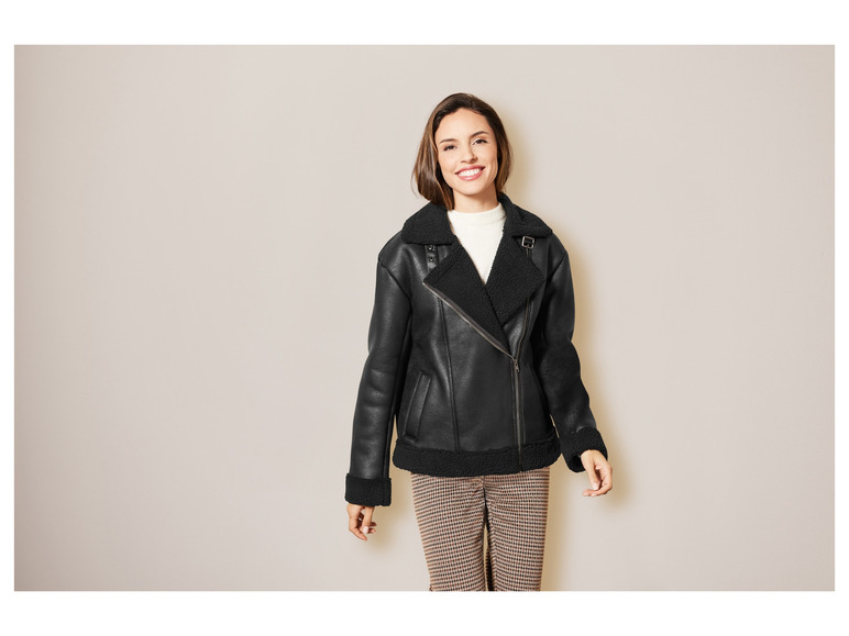 Dames bikerjack met imitatiebont